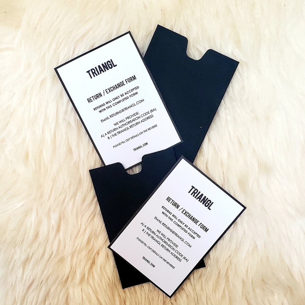 Triangl return/exchange form.